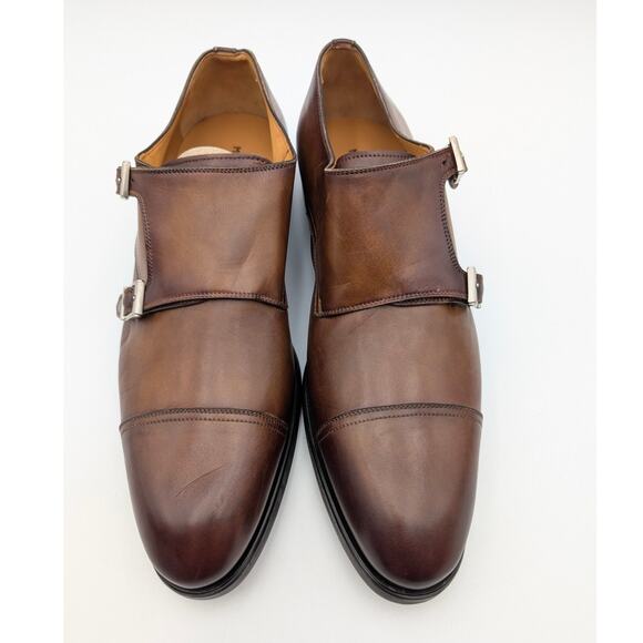 $485 Magnanni Montego Cap Toe Double Monk Strap Shoes Tabaco Brown Size US9 EU42 - Picture 13 of 13